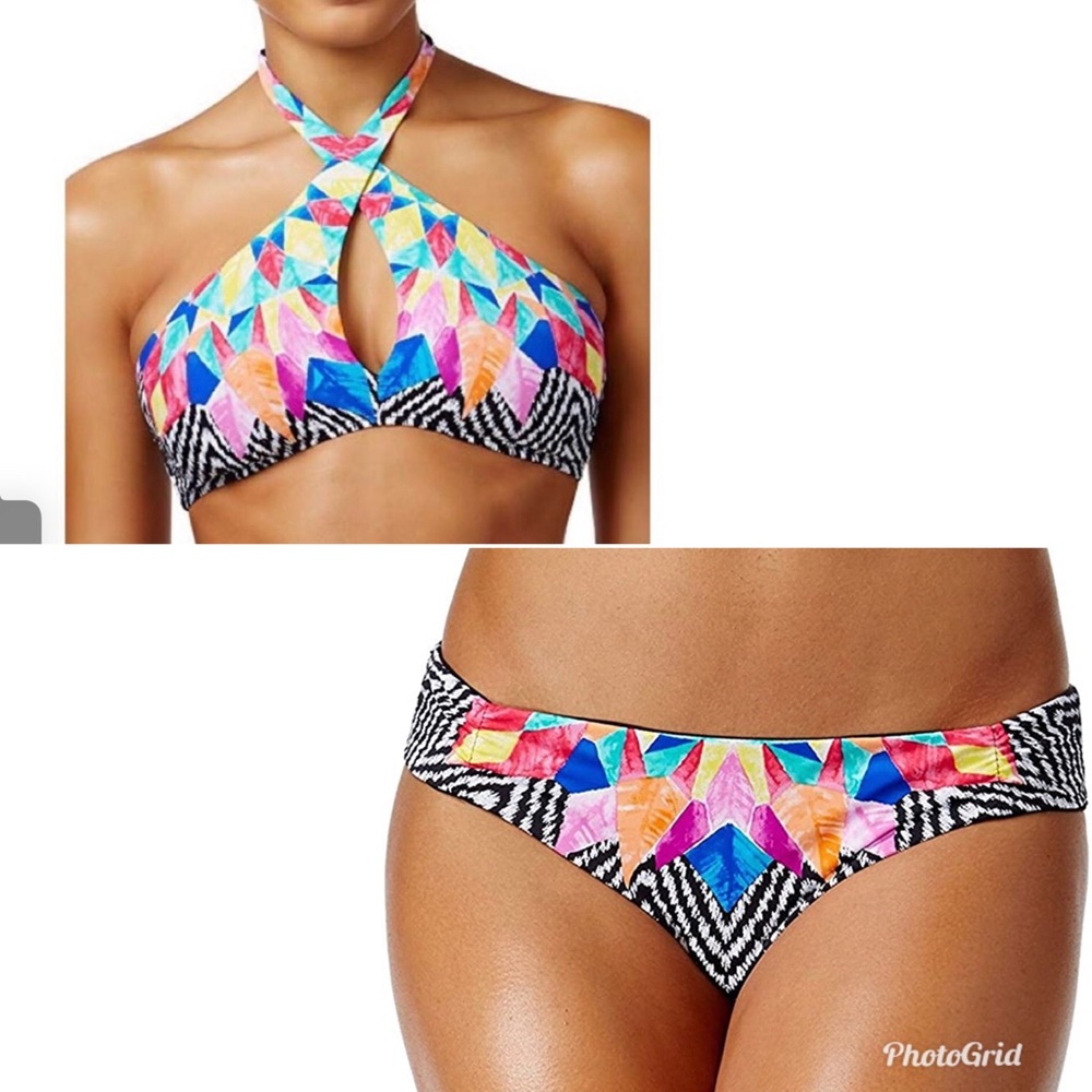 NWT Bar III Feathered Daze bikini sz L